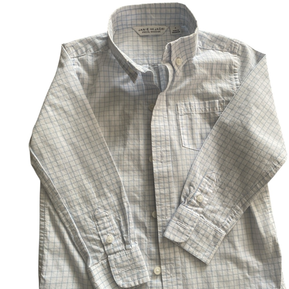 Janie and Jack Men's Light Blue Grid Shirt